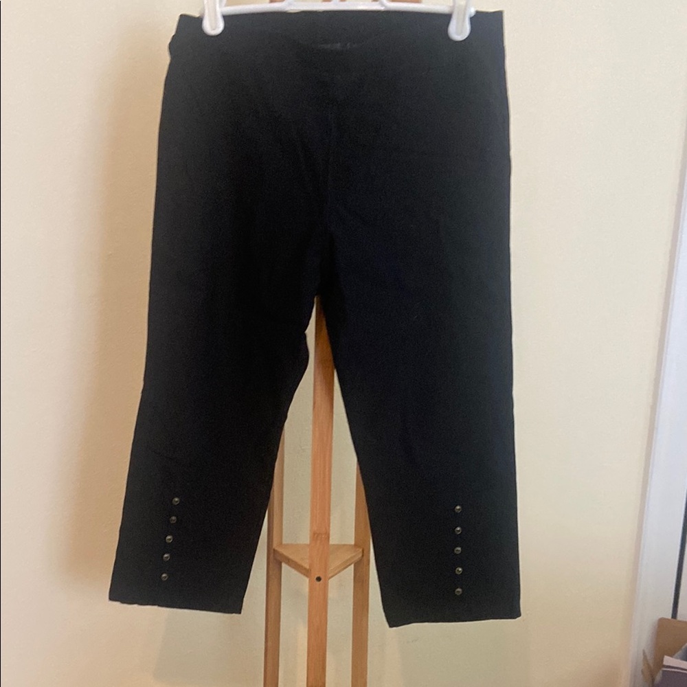 Black Capri Pants with Decorative Side Details